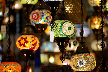 colorful middle eastern style hanging lamps