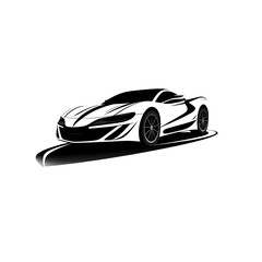 Logo car designed in black white color