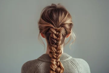 Draagtas Detailed and sophisticated brunette fishtail braid hairstyle for women with intricate craftsmanship and elegant beauty viewed from the rear © Татьяна Евдокимова