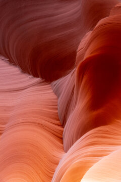 Red abstract pattern of the Antelope slot canyon in USA