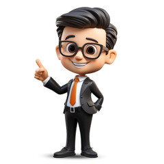 3d cute young business man character
