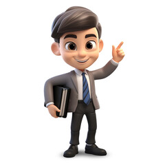 3d cute young business man character
