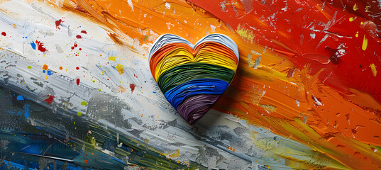 Abstract colorful background with hearts made of oil paint. Close up.Vibrant Heart Amidst Colorful...