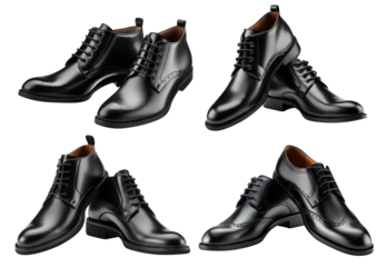 Collection of men's black shoes, classic design, cut out