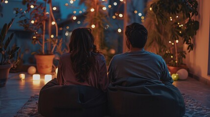 Couple Enjoying a Night Outdoors in May Generative AI