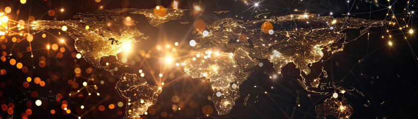 A global map with lights shining from prayer sites around the world, symbolizing a united front for...