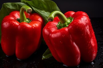 Juicy Red bells peppers. Sweet food. Generate Ai