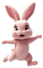 a rabbit with a pink nose is jumping in the air