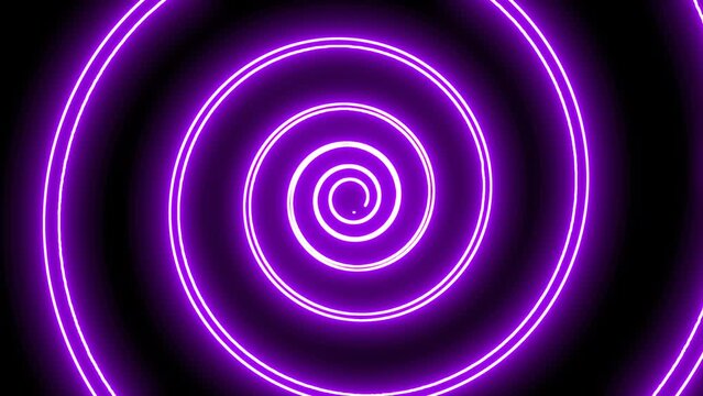 Seamless animation psychedelic neon spiral. Hypnotic glowing background 