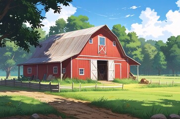 Obraz premium the barn in the farm field