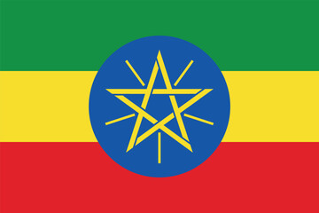 Fototapeta premium Flag of Ethiopia. Ethiopian tricolor flag with abstract star. State symbol of the Federal Democratic Republic of Ethiopia.