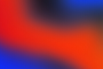 Vibrant grunge grainy background, blue orange red black noise texture color gradient, backdrop...