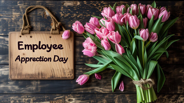 Celebrating Employee Appreciation Day with a bouquet of pink tulips.