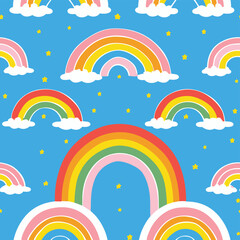 Cartoon Kids Minimalist Colorful Rainbow Seamless Pattern