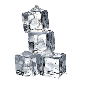 ice cubes on isolated transparent background