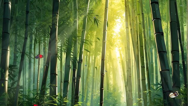 green bamboo forest 4k video footage