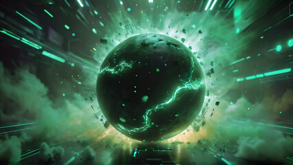 Abstract green sphere background. Futuristic backdrop