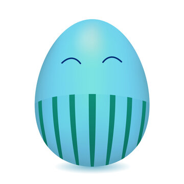 Anthropomorphic happy Easter egg-male cyan color with striped pants. Vector color drawing.