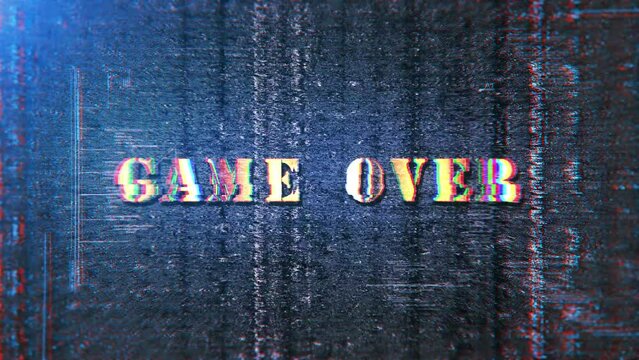 Game Over 4K 3D creative design cinematic title trailer background concept. Game Over golden text title with digit sci fi effect abstract backgroud