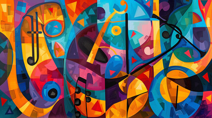 Abstract Cubist Jazz Painting
 - obrazy, fototapety, plakaty