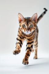 Fototapeta premium Bengal Cat in Dynamic Leap 