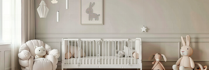 Sweet Dreams Nursery: A Cozy, Modern Baby Room with Soft Bedding and Delicate Decor, Offering a Peaceful Resting Place