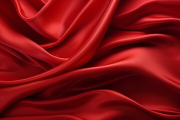 Smooth Red silk background. Satin fabric. Generate Ai
