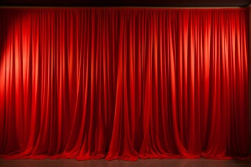 Theatrical Red stage curtains. Movie cinema. Generate Ai