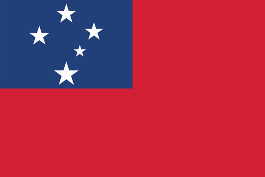 Flag of Samoa. Samoan red and blue flag with stars. Symbol of the Independent State of Samoa.