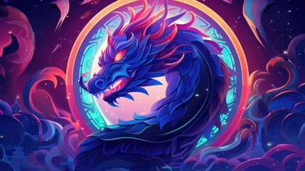 A neon-infused dragon silhouette, a dynamic and cultural background for Chinese New Year celebrations