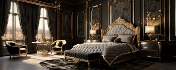 Naklejka premium luxurious bed room decoration