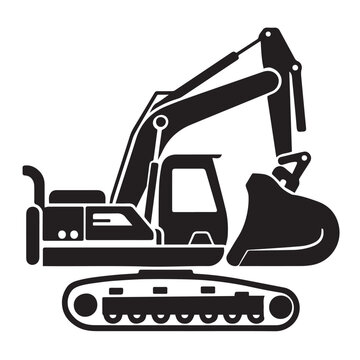 Excavator in cartoon, doodle style . Image for t-shirt, web, mobile apps and ui. Isolated 2d vector illustration in logo, icon, sketch style, Eps 10, black and white. AI Generative