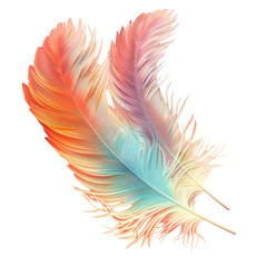 Naklejka premium Three vibrant feathers floating in air on transparent background
