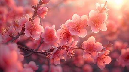 timeless beauty of an apricot tree in spring, its branches laden with blush-pink blossoms, casting a soft, ethereal glow in the morning light, in cinematic full ultra HD