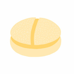 Burger panini bun icon in cartoon flat style. Vector illustration isolated on white background. For menu, poster, infographic, restaurant.