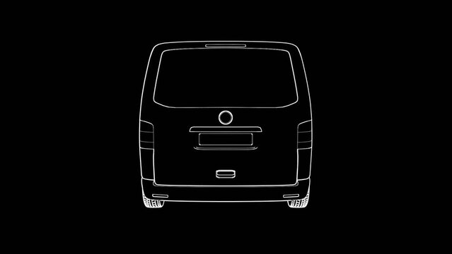 Outline Cargo car Black Background
