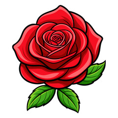 Elegant Red Rose: Isolated Vector with Delicate Silhouette