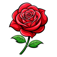 Elegant Red Rose: Isolated Vector with Delicate Silhouette