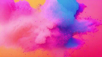 Various pastel colors powder explosion. Pink,blue,purple green colored powder exploding towards camera in close up and super slow-motion, Light pastel background changing colors effect 4k video beauty