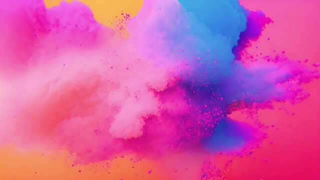 Various pastel colors powder explosion. Pink,blue,purple green colored powder exploding towards camera in close up and super slow-motion, Light pastel background changing colors effect 4k video beauty