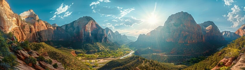 National Park Appreciation Day post showing a breathtaking national park vista on a natural landscape background - obrazy, fototapety, plakaty