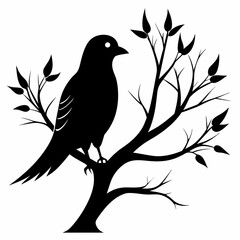tree with birds vector silhouette 