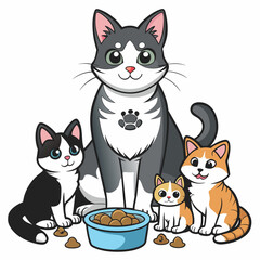 Obraz premium Feline Gathering: Vector Illustration of Cats Sitting Together