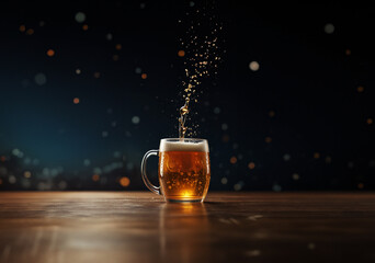 A frothy head atop my beer. - obrazy, fototapety, plakaty