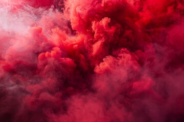 A red cloud of smoke with a red background - obrazy, fototapety, plakaty