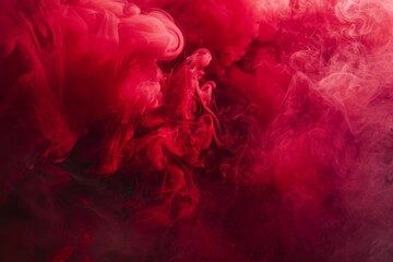 Bold red smoke plume enveloping a crimson background, forming a powerful and dynamic contrast that evokes a sense of intensity and drama in the atmospheric display. - obrazy, fototapety, plakaty