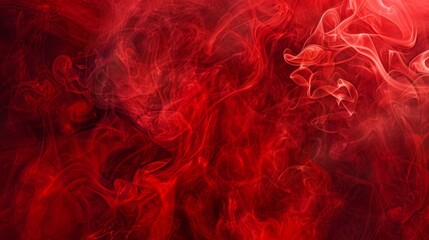 Fiery red background engulfed in swirling smoke and flames, creating a dramatic and intense scene evocative of infernal energy and blazing passion. - obrazy, fototapety, plakaty