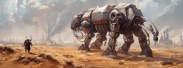 Mechanical Mirage: Giants of the Dunes - obrazy, fototapety, plakaty