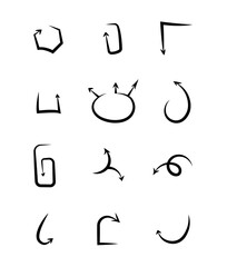 Set of vector arrows in flat style. Large collection of vectors for notes. Selection of information, organization of text. Modern elements for book, comic, print.