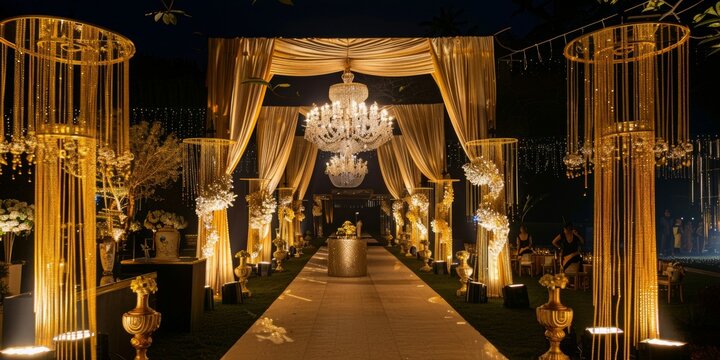 Opulent black and gold room adorned with intricate floral designs, radiating luxury and sophistication in a lavish display of elegance and refinement.